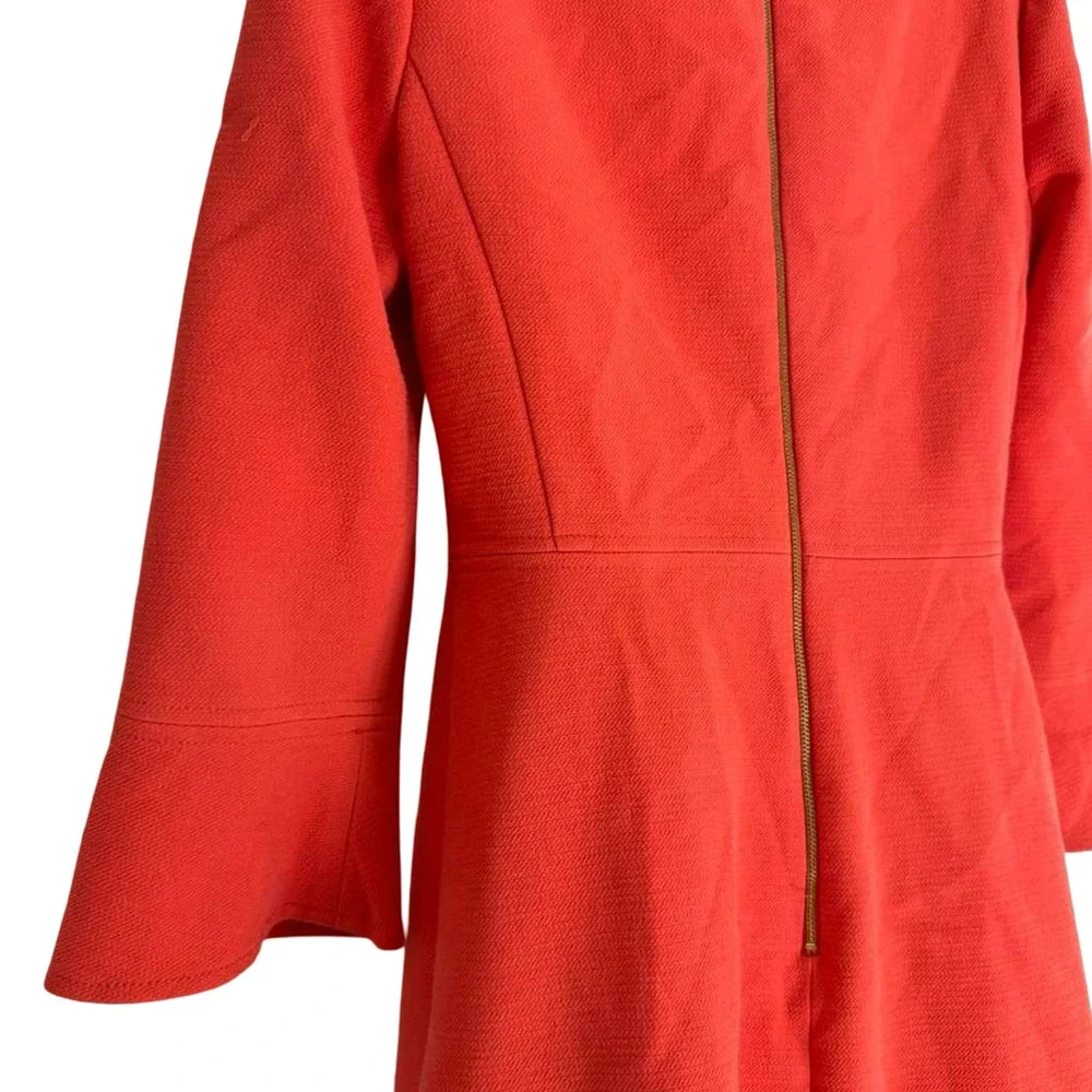 J Crew Womens Bell Sleeve Stretch Exposed Zipper Mini Dress Coral Pink sz 4